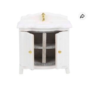 Dollhouse White Bathroom Vanity 1:12 Scale New
